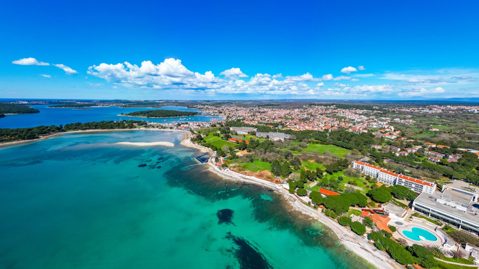 Aerial drone view of beautiful Medulin city in Istria, Croatia.
