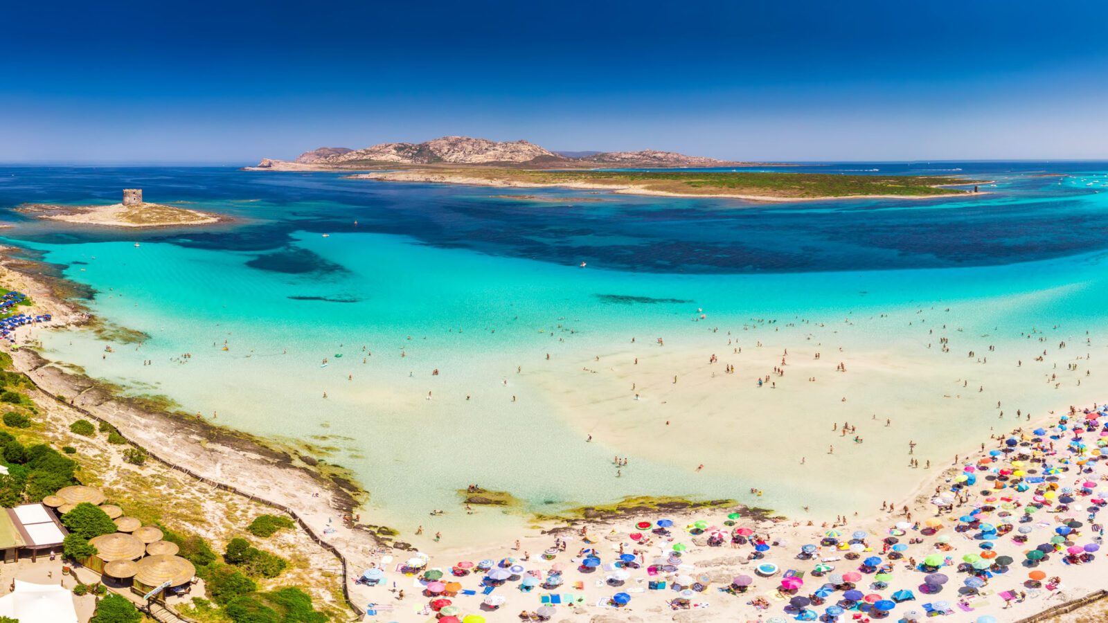 Famous La Pelosa beach on Sardinia island, Sardinia, Italy