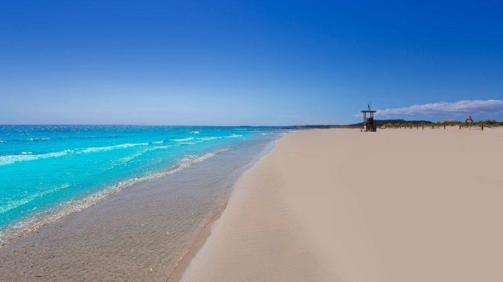 Alaior Cala Son Bou in Menorca turquoise beach at Balearic