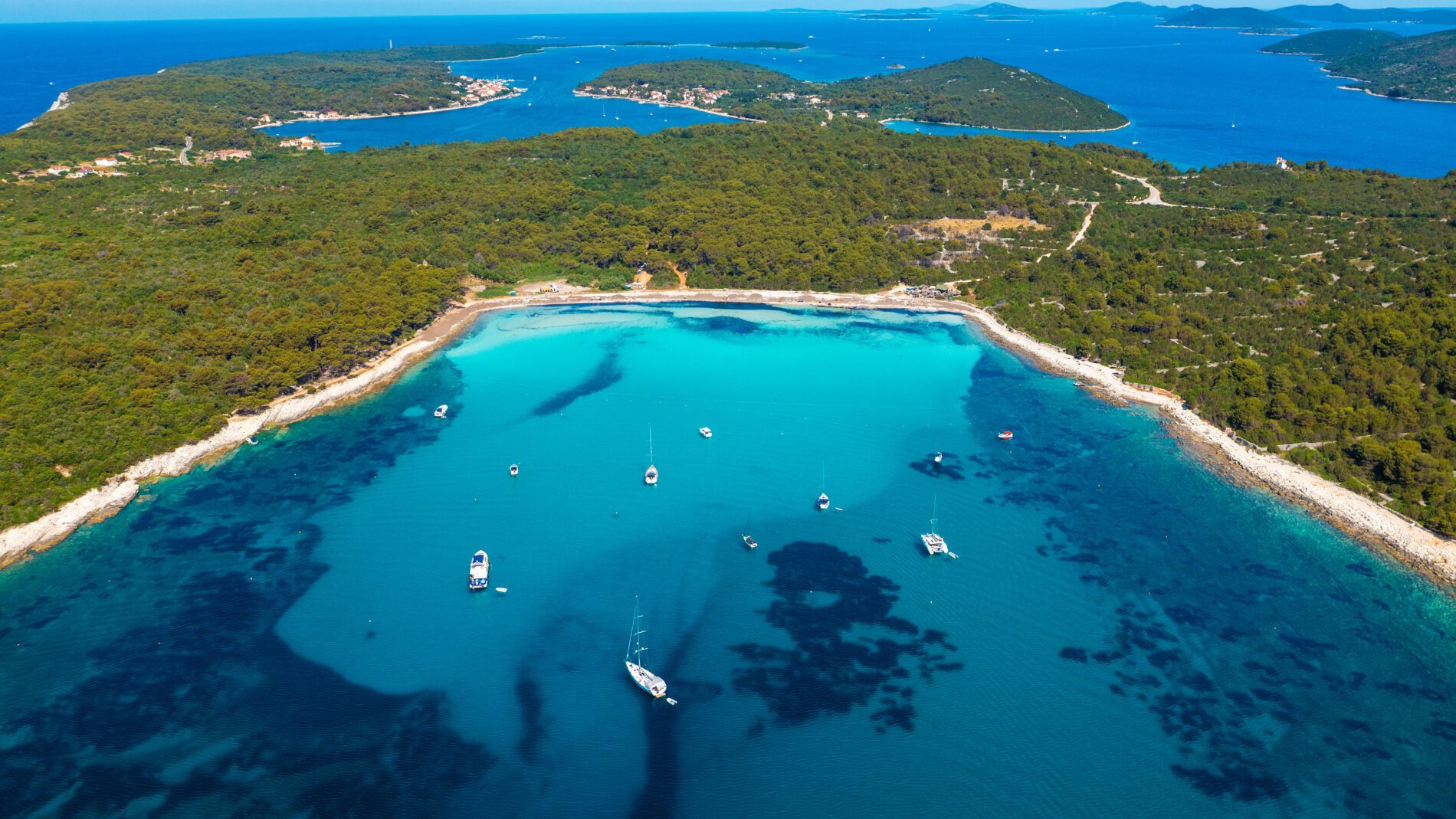 Aerial view of the Sakarun beach on Dugi otok, Croatia