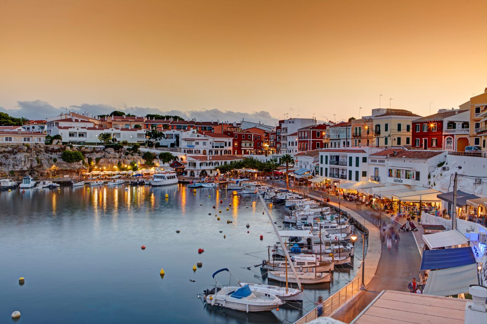 The little port of Es Castell at dusk, Menorca, Balearic Islands, Spain