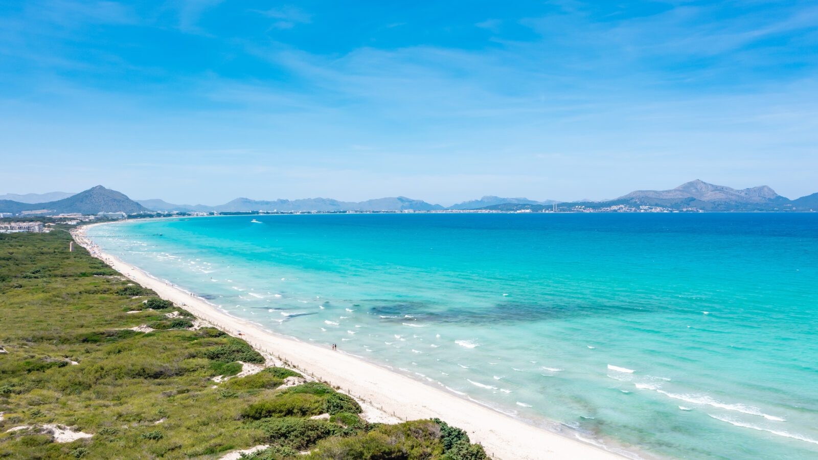 Top view of Playa de Muro beach, Mallorca, Spain