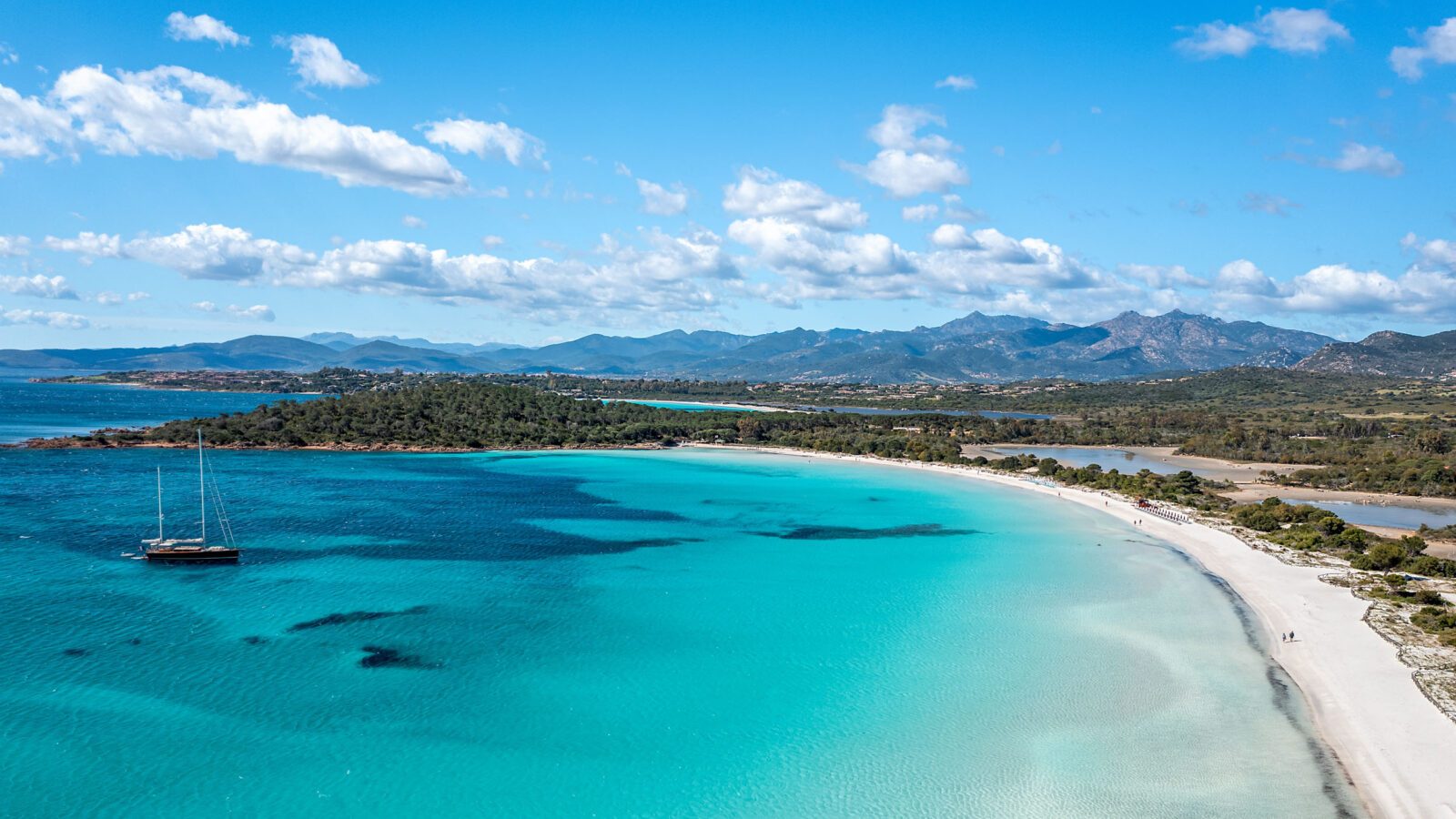 Aerial View of Cala Brandinchi, Gallura, Northwestern Sardinia,
