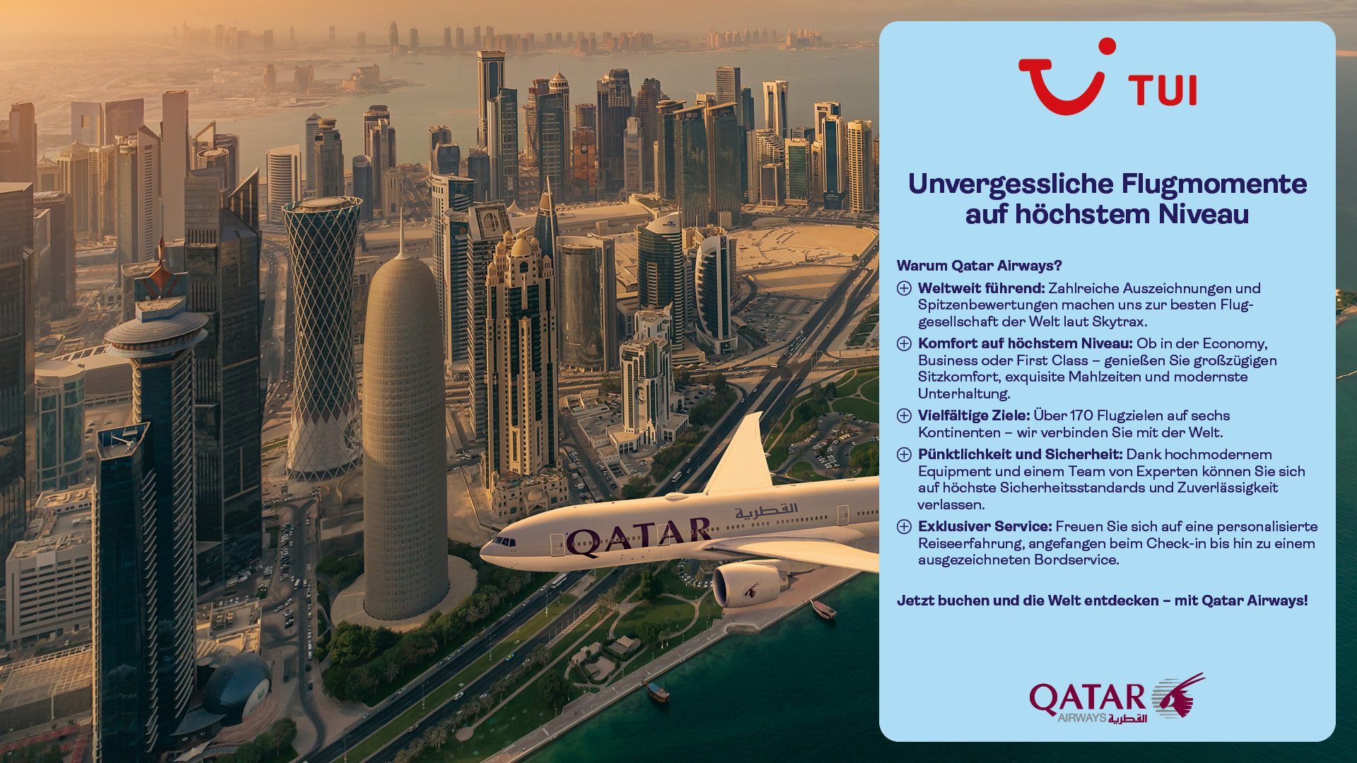 Werbeanzeige für Qatar Airways