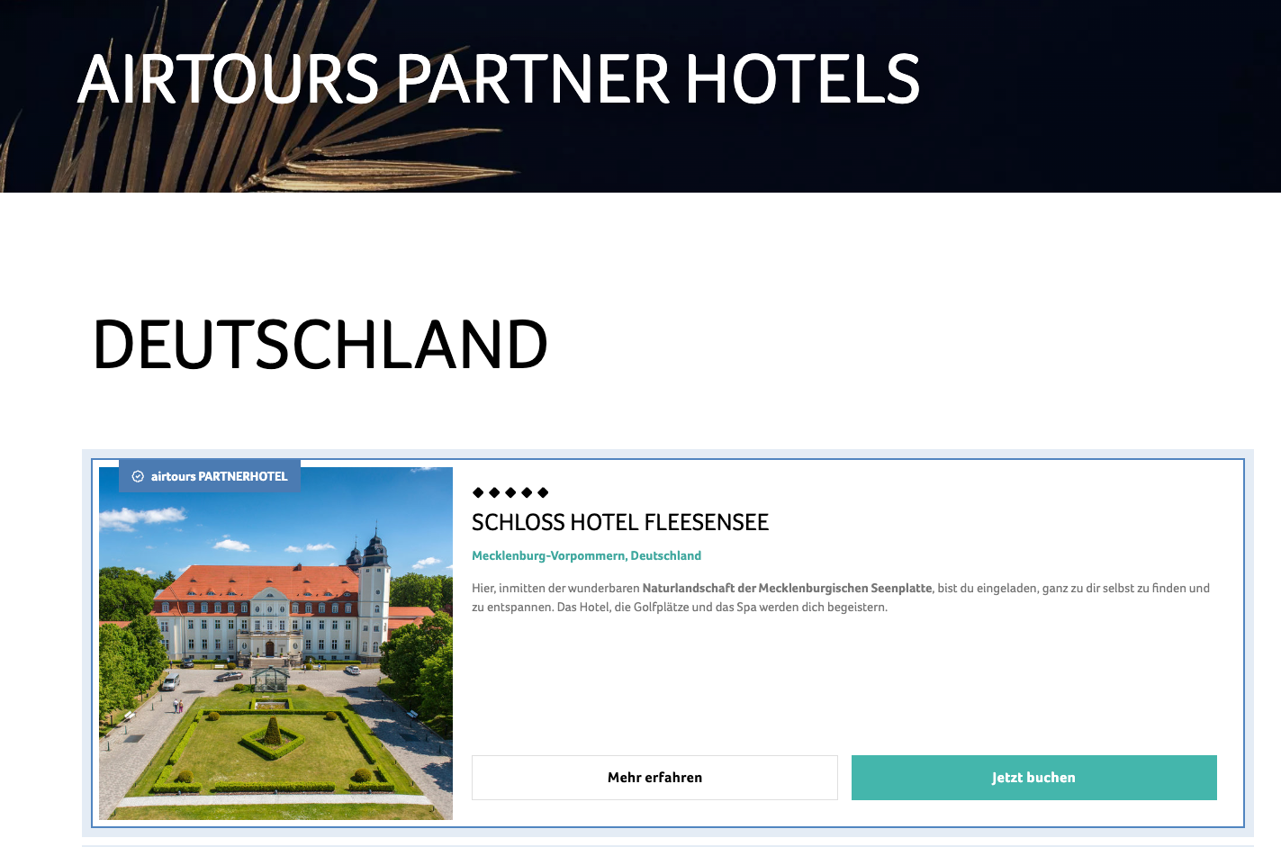 Landing Page Airtours Partner Hotels