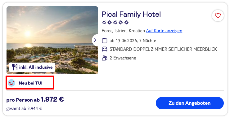 Neu bei TUI Hotel Tile on tui.com