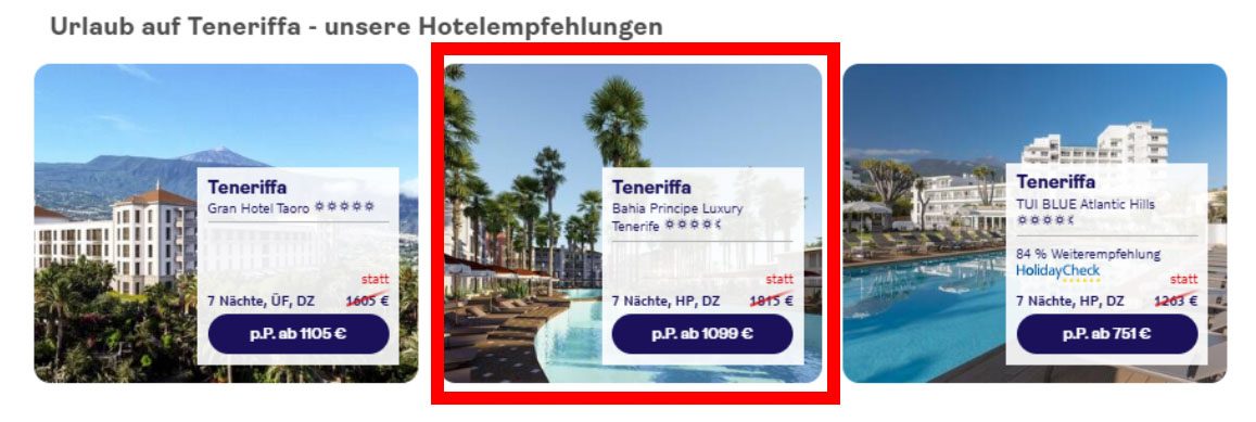 HotelCard on Landing Page